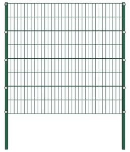 Panel ogrodzeniowy ze słupkami, żelazny, 3,4 x 1,6 m, zielony