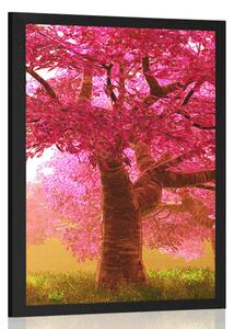Plakat kwitnące drzewa wiśni