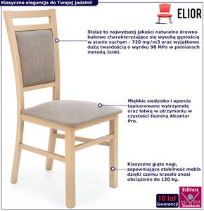 Klasyczne drewniane krzesło tapicerowane dąb sonoma - Maso