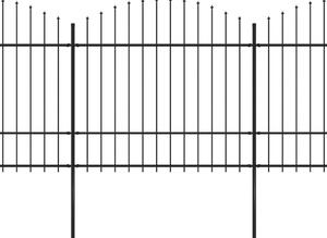 Panele ogrodzeniowe z grotami, stal, (1,5-1,75) x 8,5 m, czarne
