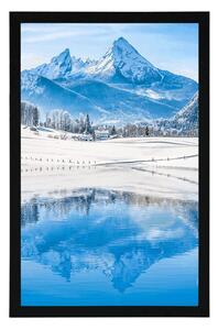 Plakat śnieżny krajobraz w Alpach