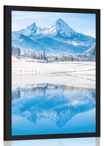 Plakat śnieżny krajobraz w Alpach