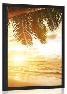 Plakat wschód słońca na karaibskiej plaży