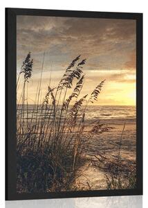 Plakat zachód słońca na plaży