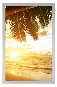 Plakat wschód słońca na karaibskiej plaży
