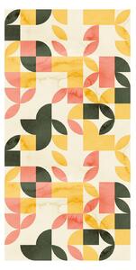 Tapeta - Retro geometryczny wzór w zielono - żółtych odcieniach