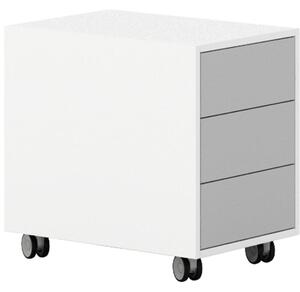 Kontener na kółkach, 3 szuflady LAYERS, 400x600x575mm, biały / szary