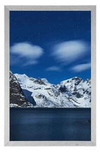 Plakat nocny krajobraz w Norwegii