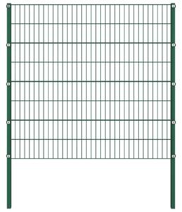Panel ogrodzeniowy ze słupkami, żelazny, 5,1 x 1,6 m, zielony