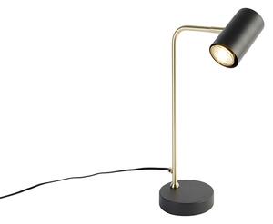 Nowoczesna lampa stołowa czarna ze złotem - Beata Oswietlenie wewnetrzne