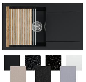 Zlewozmywak granitowy SINK 55L + syfon + deska + rollmata