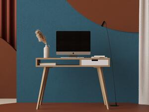 Stylowe minimalistyczne biurko z białą szufladą i półką 110 cm szerkości