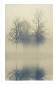 Plakat drzewa we mgle