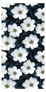 Tapeta - Białe kwiaty na ciemnym tle