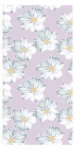 Tapeta - Białe kwiaty na różowym tle
