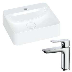 Łazienka minimalistyczna: Umywalka Hana + syfon + bateria umywalkowa stojąca Qanix