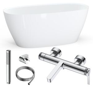 Zestaw SPA: Wanna Lena 150 + syfon + bateria wannowa ścienna z przełącznikiem natrysku Aurevo