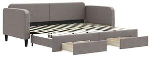 Sofa rozsuwana z szufladami, taupe, 90x200 cm, tkanina