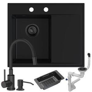 Zestaw z Stilo lewostronny: syfon manualny black matt + bateria Megan czarna