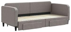 Sofa rozsuwana z szufladami, taupe, 90x200 cm, tkanina