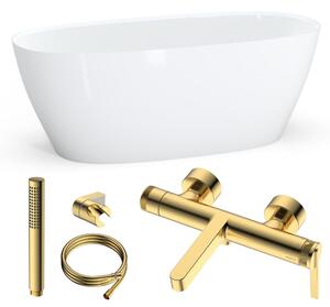 Zestaw SPA: Wanna Lena 165 + syfon + bateria wannowa ścienna z przełącznikiem natrysku Aurevo