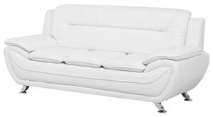 Sofa trzyosobowa ze sztucznej skóry do salonu biała nowoczesna Leira Beliani
