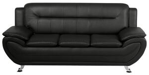 Komplet wypoczynkowy ekoskóra sofa 3-os i 2-os fotel do salonu czarny Leira Beliani