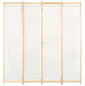 Parawan 4-panelowy, kremowy, 160x170x4 cm, tkanina
