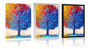 Plakat kolorowe akwarelowe drzewo