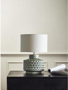Lampa stołowa z ceramiki i lnianym kloszem Monica