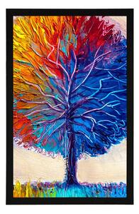 Plakat kolorowe akwarelowe drzewo