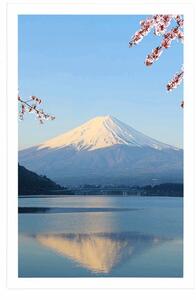 Plakat widok z jeziora na Fuji