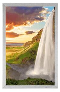 Plakat majestatyczny wodospad na Islandii