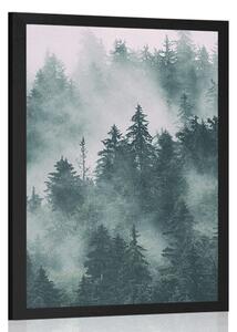 Plakat góry we mgle
