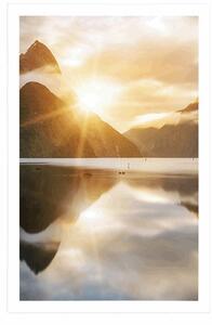 Plakat piękny wschód słońca w Nowej Zelandii