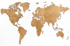 MiMi Innovations Drewniana mapa świata Exclusive, dąb, 130x78 cm