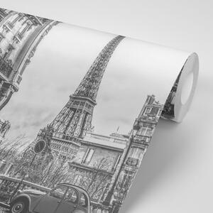Samoprzylepna tapeta czarno-biała Wieża Eiffla z ulicy Paryża