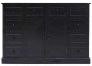 Komoda z 10 szufladami, czarna, 113 x 30 x 79 cm, drewniana