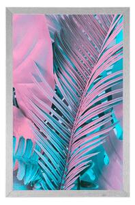 Plakat liście palmowe w niezwykłych neonowych kolorach