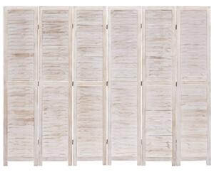 Parawan 6-panelowy, biały, 210 x 165 cm, drewniany