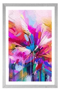 Plakat z passe-partout abstrakcyjne kolorowe kwiaty