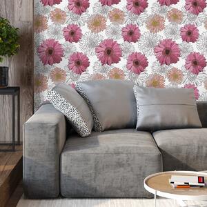 Tapeta - Kwiaty, biało - różowe