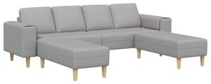 Nowoczesna sofa w kolorze szarym z podÅokietnikami i brÄ zowymi nogami, 4-osobowa, z tapicerkÄ z poliestru i wypeÅnieniem z pianki