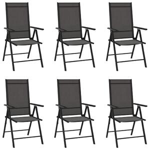Składane krzesła ogrodowe, 6 szt., tkanina textilene, czarne