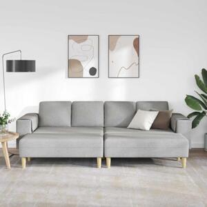 Nowoczesna sofa w kolorze szarym z podÅokietnikami i brÄ zowymi nogami, 4-osobowa, z tapicerkÄ z poliestru i wypeÅnieniem z pianki