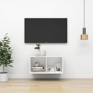 Wisząca szafka TV, biała, 37x37x72 cm, materiał drewnopochodny