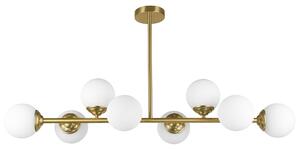 LAMPA WISZĄCA SUFITOWA NOWOCZESNA ZŁOTO SZCZOTKOWANE BIAŁE KULE FINO 8 LED