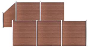 Ogrodzenie WPC, 5 paneli kwadratowych, 1 skośny 965x186cm, brąz