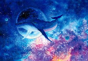 Fototapeta - Malowany wieloryb w kosmosie (196x136 cm)
