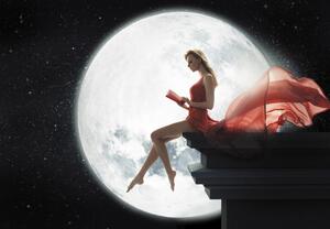 Fototapeta - Kobieta w pełni księżyca (196x136 cm)